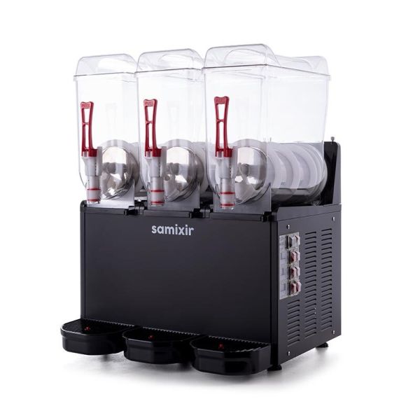 Samixir Triple Ice Slush Granita ve Soğuk Meyve Suyu Dispenseri, 12+12+12 L, Siyah, SLUSH36.B