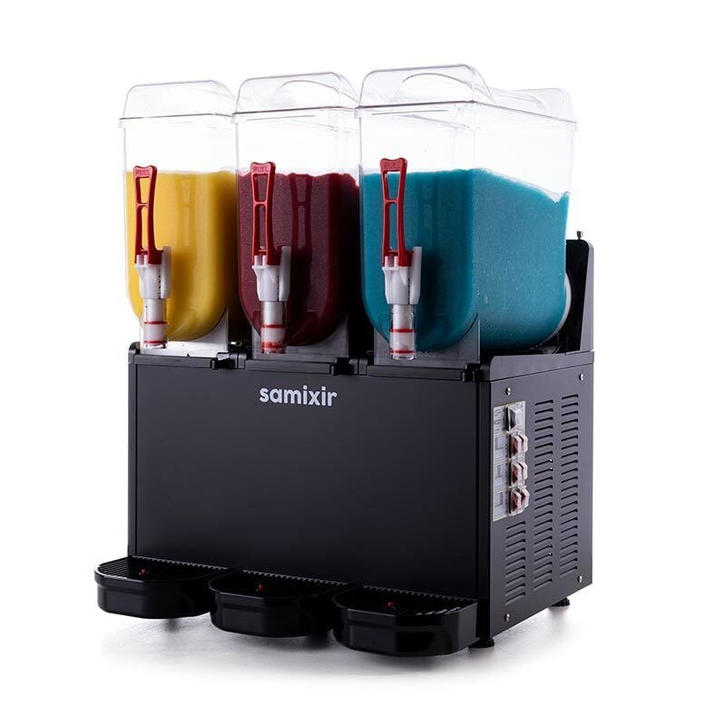 Samixir Triple Ice Slush Granita ve Soğuk Meyve Suyu Dispenseri, 12+12+12 L, Siyah, SLUSH36.B