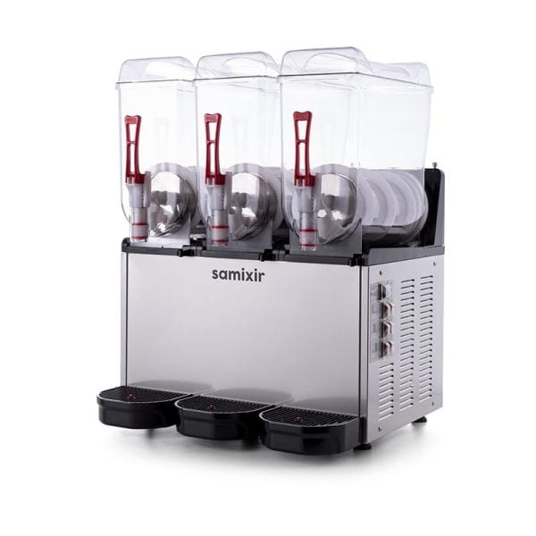 Samixir Triple Ice Slush Granita ve Soğuk Meyve Suyu Dispenseri, 12+12+12 L, Inox, SLUSH36.I