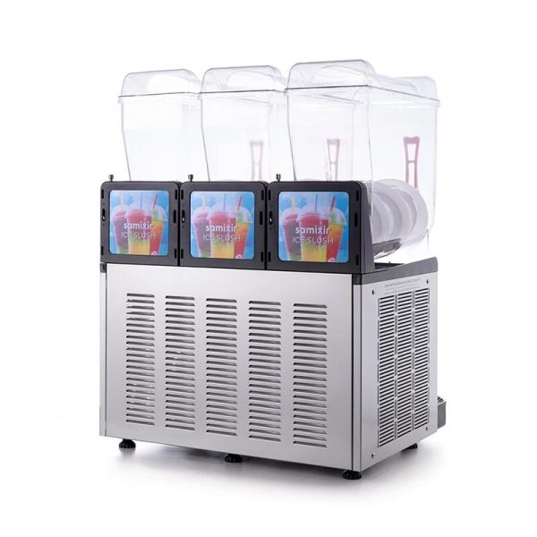 Samixir Triple Ice Slush Granita ve Soğuk Meyve Suyu Dispenseri, 12+12+12 L, Inox, SLUSH36.I