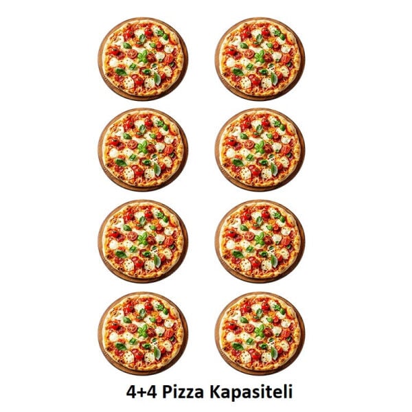 Moretti Forni Çift Katlı Taş Tabanlı 30 cm x 4+4 Pizza Kapasiteli Pizza Fırını, Elektrikli,Moretti Forni ID-D-60.60