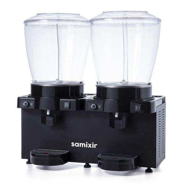 Samixir Panaromik Analog Twin Soğuk İçecek Dispenseri, 22+22 L, Fıskiyeli, Siyah,SS44.AB