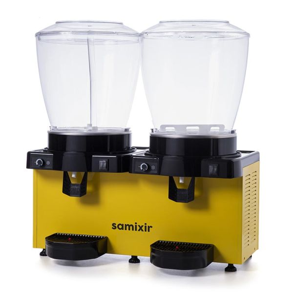 Samixir Panaromik Analog Twin Soğuk İçecek Dispenseri, 22+22 L, Fıskiyeli ve Karıştırıcılı, Sarı, SM44.AY
