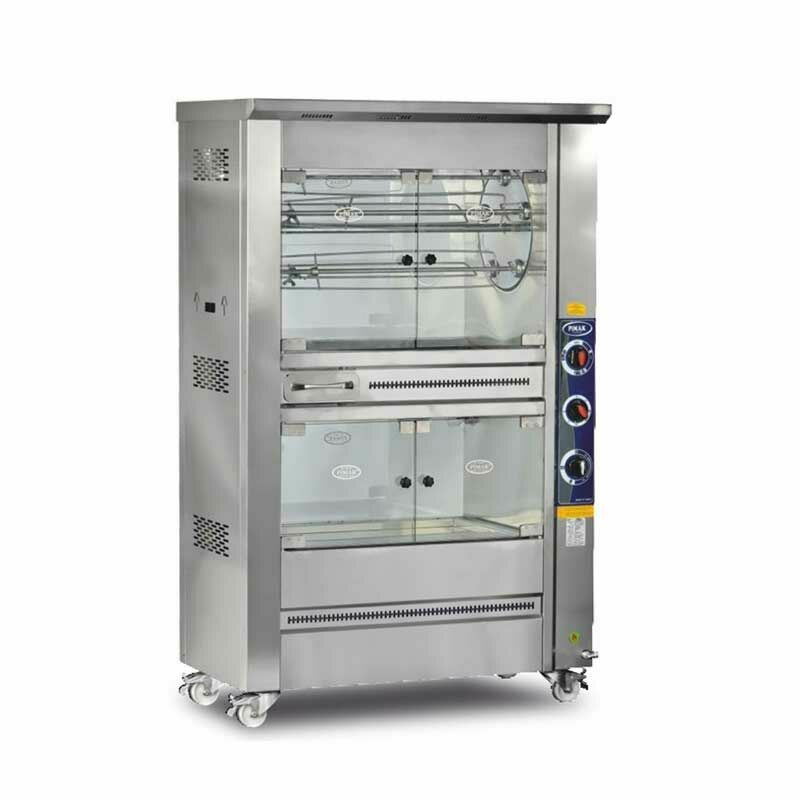 Pimak Çift Katlı Tamburlu Piliç Çevirme Makinesi, 20 Piliç Kapasiteli, Elektrikli M007-E