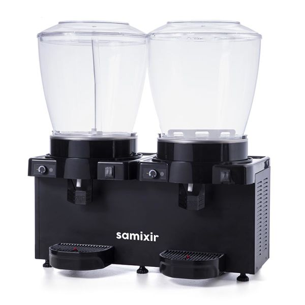 Samixir Panaromik Analog Twin Soğuk İçecek Dispenseri, 22+22 L, Fıskiyeli ve Karıştırıcılı, Siyah, SM44.AB