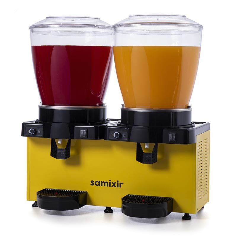 Samixir Panaromik Analog Twin Soğuk İçecek Dispenseri, 22+22 L, Karıştırıcılı, Sarı, MM44.AY