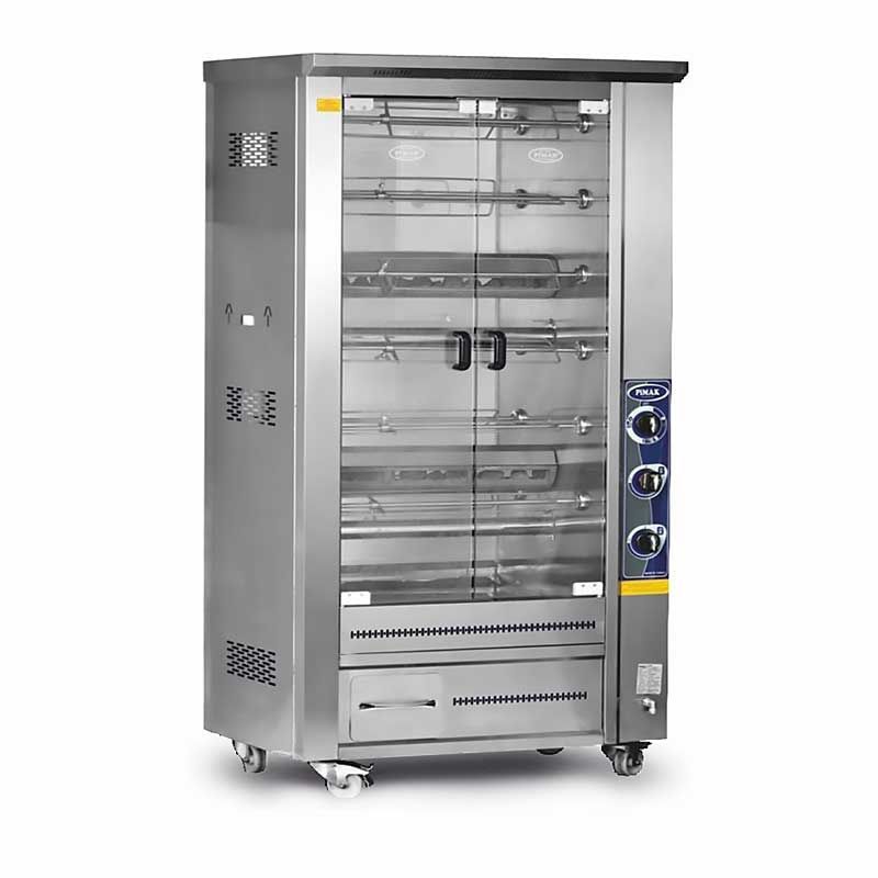 Pimak Çift Vitrinli Lavtaşlı Piliç Makinesi, 48 Piliç Kapasiteli, Gazlı M010B