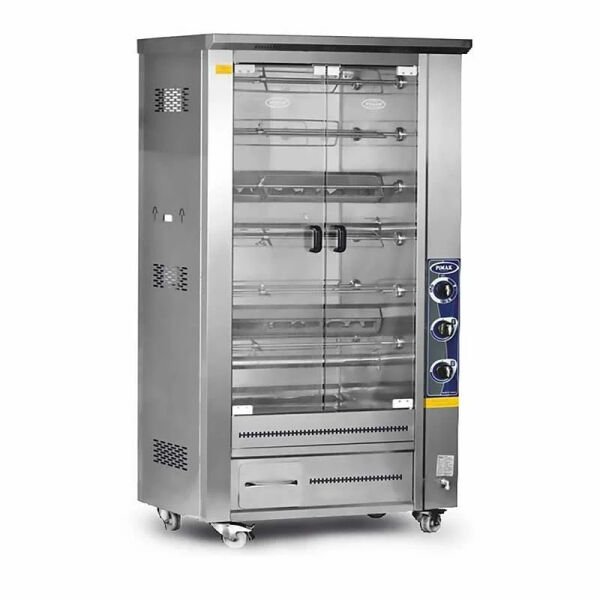 Pimak Çift Vitrinli Lavtaşlı Piliç Makinesi, 60 Piliç Kapasiteli, Gazlı M011B