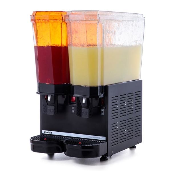 Samixir Klasik Twin Soğuk İçecek Dispenseri, 20+20 L, Fıskiyeli, Siyah, 40.SSB