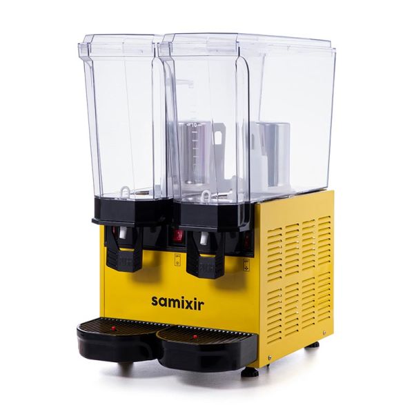 Samixir Klasik Twin Soğuk İçecek Dispenseri, 20+20 L, Fıskiyeli ve Karıştırıcılı, Sarı, 40.SMY