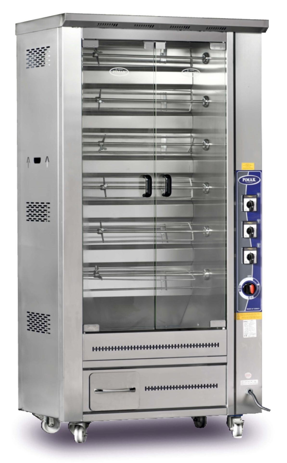 Pimak Tek Vitrinli Piliç Çevirme Makinesi, 30 Piliç Kapasiteli, Elektrikli M011-DE