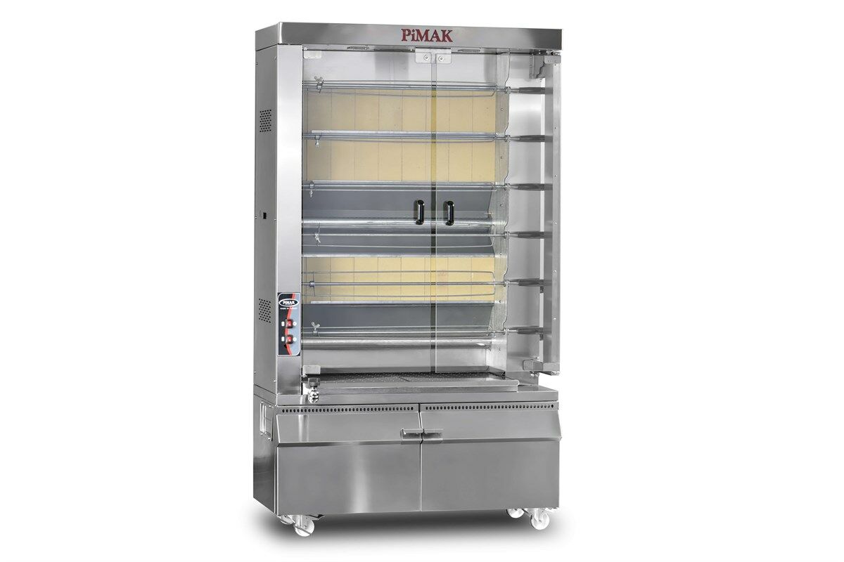 Pimak Kollu Model Piliç Çevirme Makinesi, 30 Piliç Kapasiteli, Gazlı M16KB