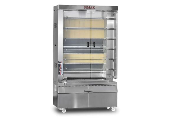 Pimak Kollu Model Piliç Çevirme Makinesi, 30 Piliç Kapasiteli, Gazlı M16KB