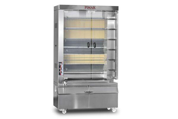 Pimak Kollu Model Piliç Çevirme Makinesi, 40 Piliç Kapasiteli, Gazlı M17KB