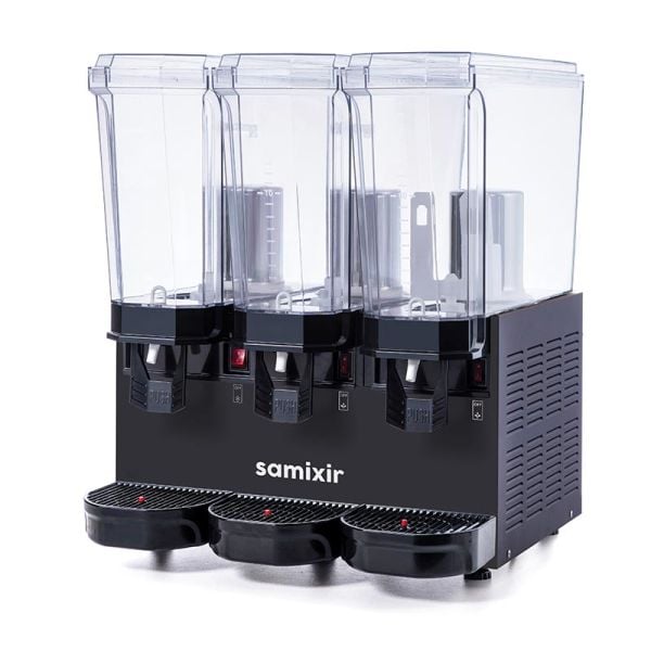 Samixir Triple Klasik Fıskiyeli ve Fıskiyeli Karıştırıcılı Soğuk İçecek Dispenseri, 20+20+20 L, Siyah, 60.SSMB