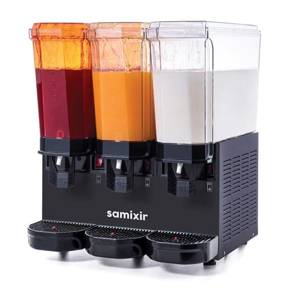 Samixir Triple Klasik Fıskiyeli ve Fıskiyeli Karıştırıcılı Soğuk İçecek Dispenseri, 20+20+20 L, Siyah, 60.SSMB