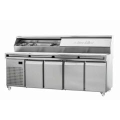 Öztiryakiler Pizza Hazırlık Buzdolabı, 4 Kapılı Önü Telli  240x80 Cm