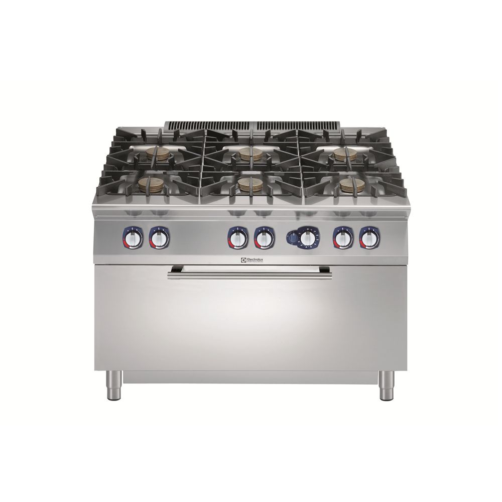 Electrolux 6 Açık Ateşli Gazlı Kuzine, Her Brulör 10 kW, Büyük Gazlı Fırın (12kW) - 1200 mm, 391581