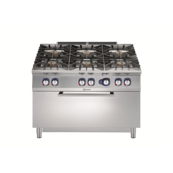 Electrolux 6 Açık Ateşli Gazlı Kuzine, Her Brulör 10 kW, Büyük Gazlı Fırın (12kW) - 1200 mm, 391581