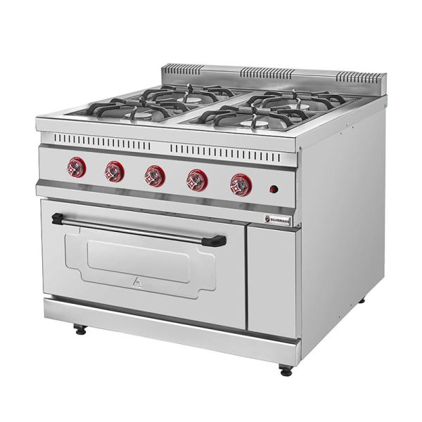 SilverInox 4 Gözlü Fırınlı Kuzine, 1000x1000x950 mm, Gazlı, KZN-100