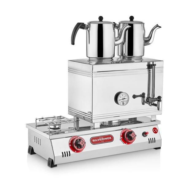 SilverInox 40 Model Kaynaklı LPG'li 2 Demlikli Çay Ocağı, Çift Taban, 28 L, 2065