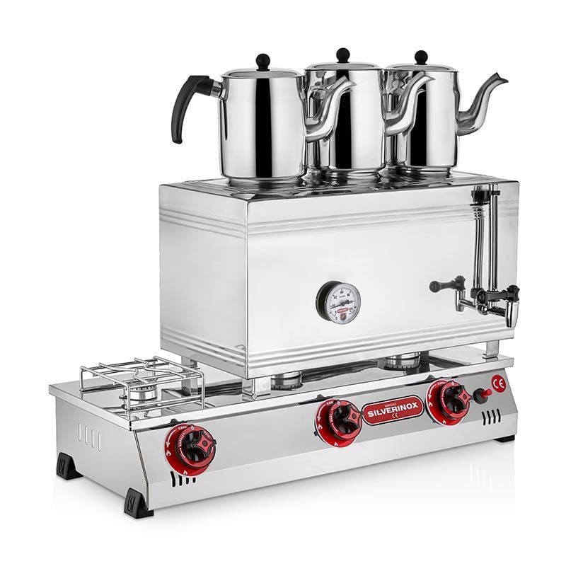 SilverInox 60 Model LPG'li 3 Demlikli Çay Ocağı Çift Taban, 33 L, 2066