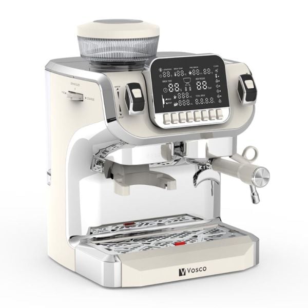 Vosco Öğütücülü Espresso Kahve Makinesi, 1 Gruplu, Beyaz VST-520ECB