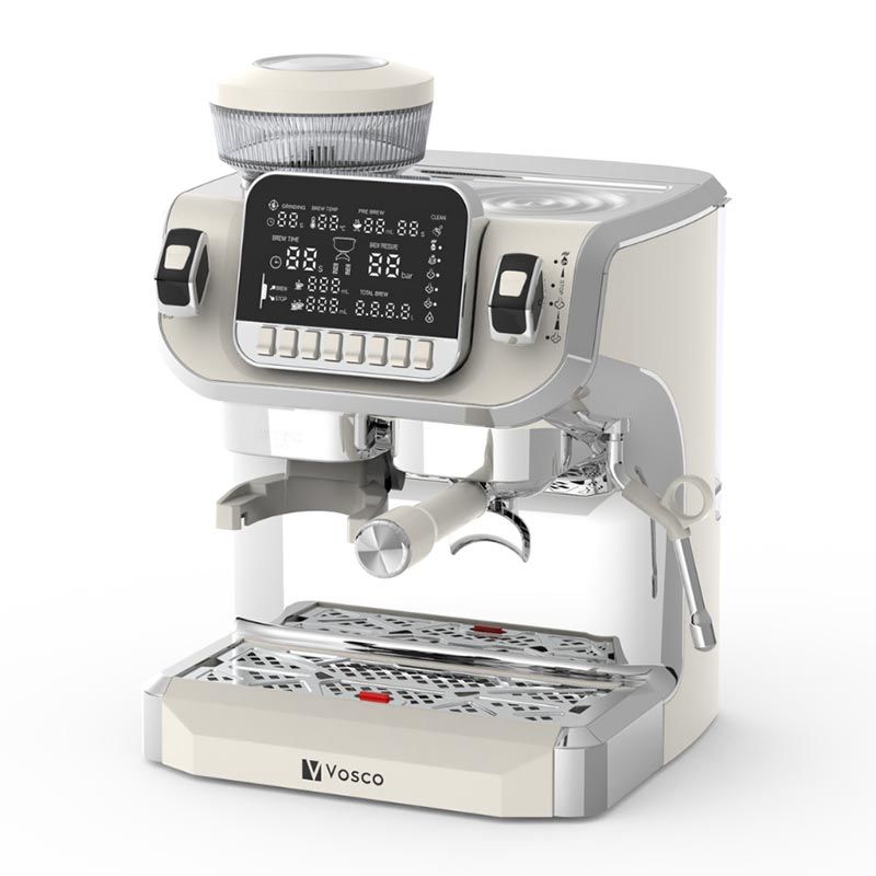 Vosco Öğütücülü Espresso Kahve Makinesi, 1 Gruplu, Beyaz VST-520ECB