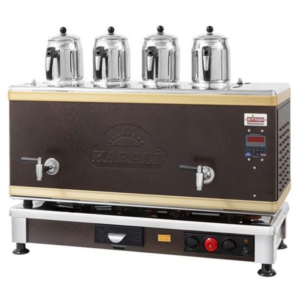 Ateşe Titanium Akıllı Dijital Gazlı Elektrikli Statik 4 Demlikli Çay Kazanı, TSGE04