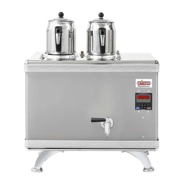 Ateşe Titanium Compact Akıllı Gazlı Elektrikli İnox 2 Demlikli Çay Kazanı, TCIGE02