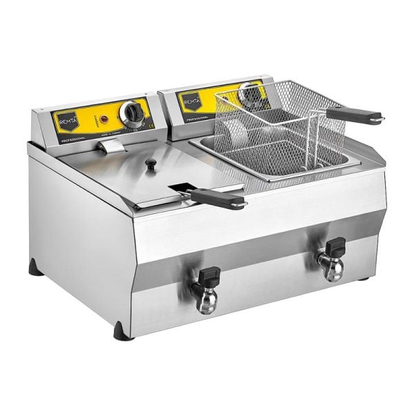 Remta Çiftli Elektrikli Fritöz, 8+8 Litre, Yağ Tahliye Musluklu R111