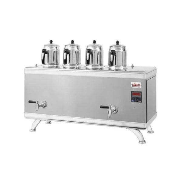 Ateşe Titanium Compact Akıllı Gazlı Elektrikli İnox 4 Demlikli Çay Kazanı, 45 Litre, TCIGE04