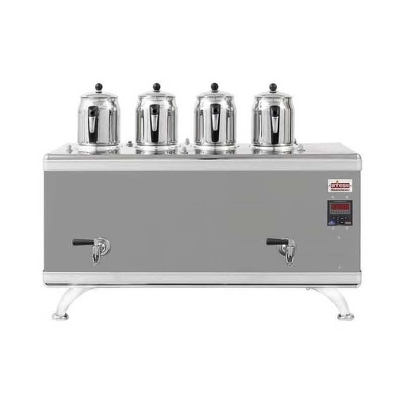 Ateşe Titanium Compact Akıllı Gazlı Elektrikli İnox 4 Demlikli Çay Kazanı, 45 Litre, TCIGE04