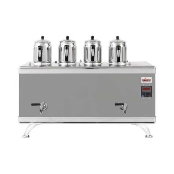 Ateşe Titanium Compact Akıllı Gazlı Elektrikli İnox 4 Demlikli Çay Kazanı, 45 Litre, TCIGE04