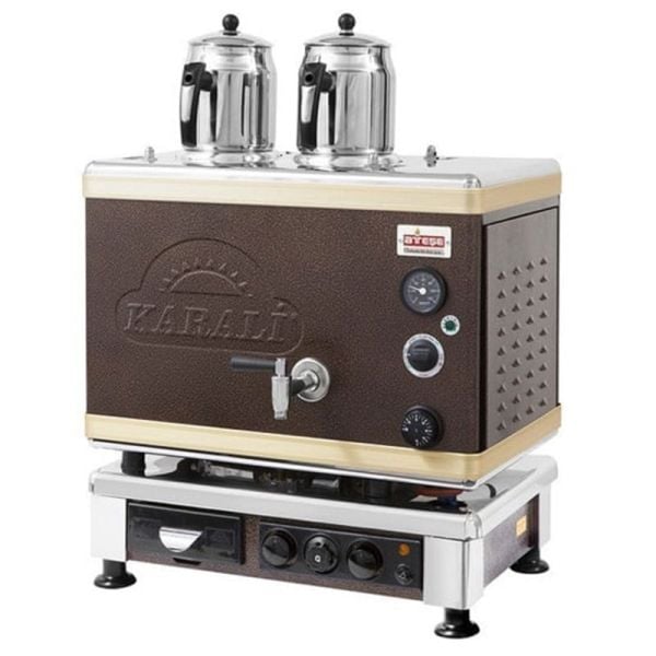 Ateşe Gold Otomatik Gazlı Elektrikli Statik 2 Demlikli Çay Kazanı, GSGE02