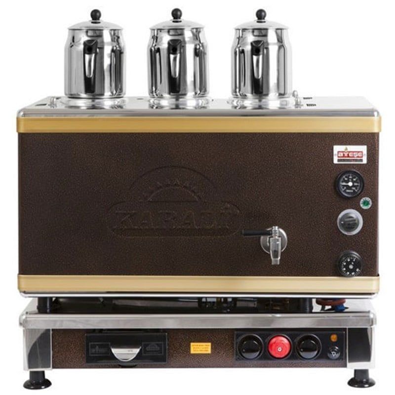 Ateşe Gold Otomatik Gazlı Elektrikli Statik 3 Demlikli Çay Kazanı, GSGE03