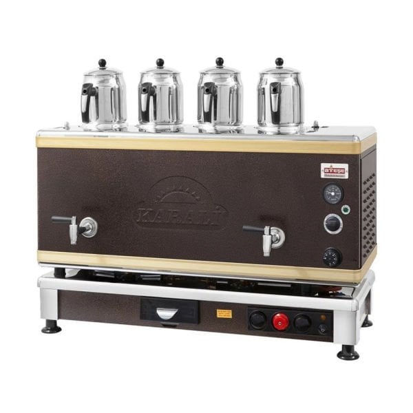 Ateşe Gold Otomatik Gazlı Elektrikli Statik 4 Demlikli Çay Kazanı, 45 Litre, GSGE04