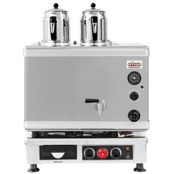 Ateşe Gold Otomatik Gazlı Elektrikli İnoks 2 Demlikli Çay Kazanı, İnoks GIGE02