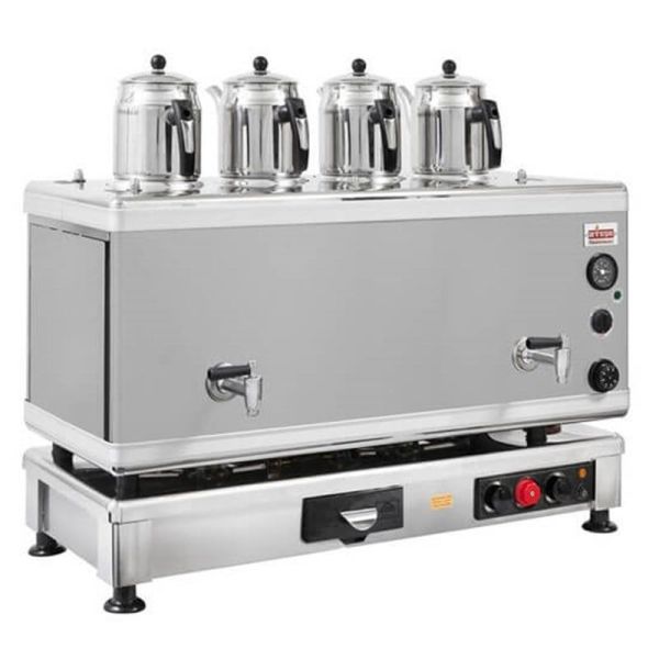 Ateşe Gold Otomatik Gazlı Elektrikli İnox 5 Demlikli Çay Kazanı, GIGE05