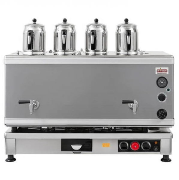 Ateşe Gold Otomatik Gazlı Elektrikli İnox 5 Demlikli Çay Kazanı, GIGE05