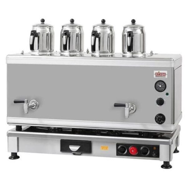 Ateşe Gold Otomatik Gazlı Elektrikli İnox 6 Demlikli Çay Kazanı, GIGE06