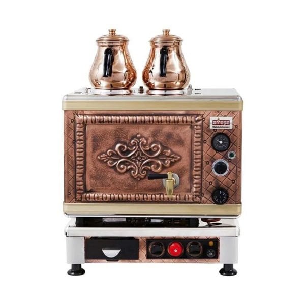 Ateşe Gold Otomatik Gazlı Elektrikli Bakır 2 Demlikli Çay Kazanı, 24 Litre, GAGE02