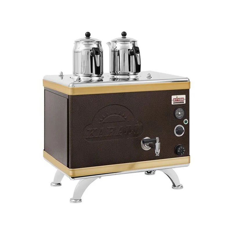 Ateşe Gold Compact Otomatik Gazlı Elektrikli Statik 2 Demlikli Çay Kazanı, 24 Litre, GCSGE02