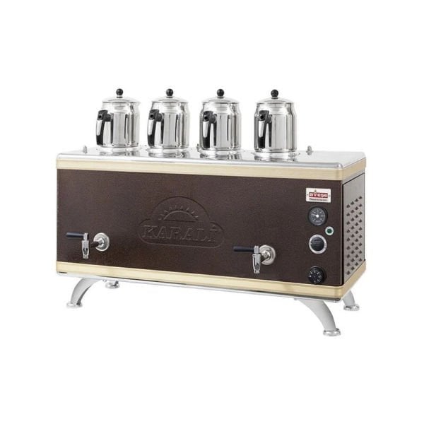 Ateşe Gold Compact Otomatik Gazlı Elektrikli Statik 4 Demlikli Çay Kazanı, 45 Litre, GCSGE04