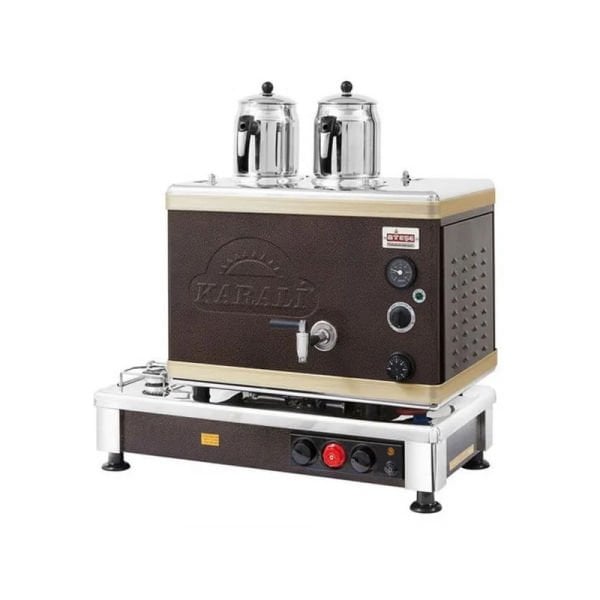 Ateşe Silver Otomatik Gazlı Elektrikli Statik 2 Demlikli Çay Kazanı, 24 Litre, SSGE02