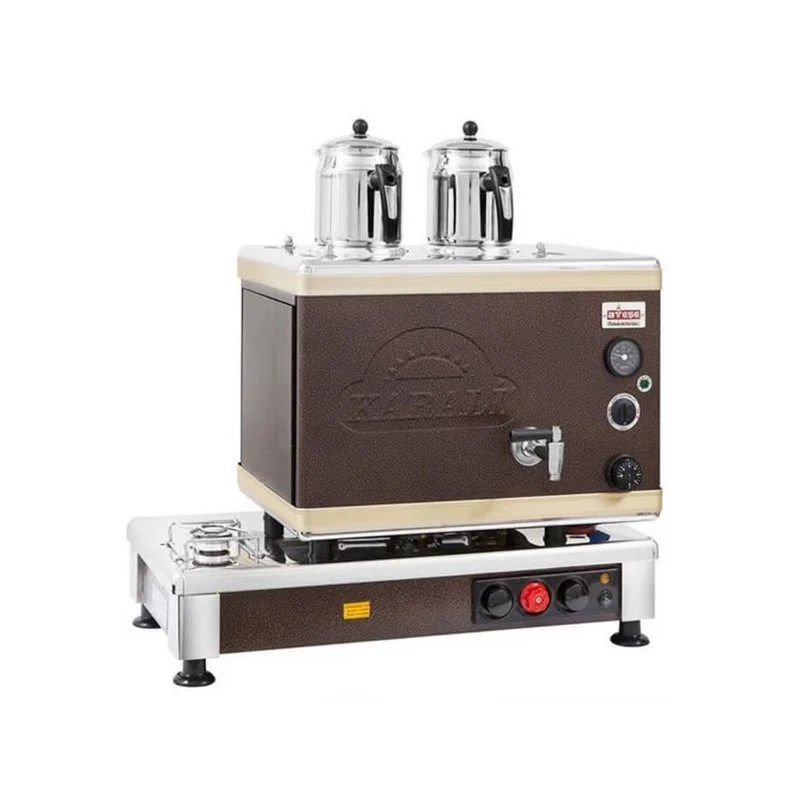 Ateşe Silver Otomatik Gazlı Elektrikli Statik 2 Demlikli Çay Kazanı, 24 Litre, SSGE02