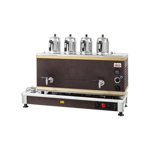 Ateşe Silver Otomatik Gazlı Elektrikli Statik 4 Demlikli Çay Kazanı, 45 Litre, SSGE04