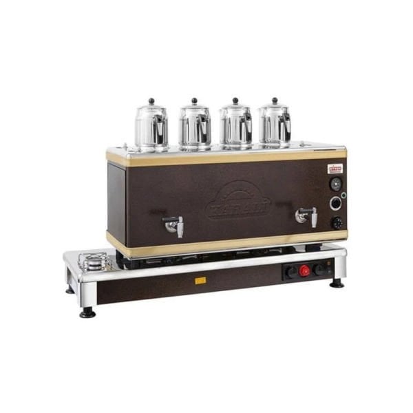 Ateşe Silver Otomatik Gazlı Elektrikli Statik 4 Demlikli Çay Kazanı, 45 Litre, SSGE04