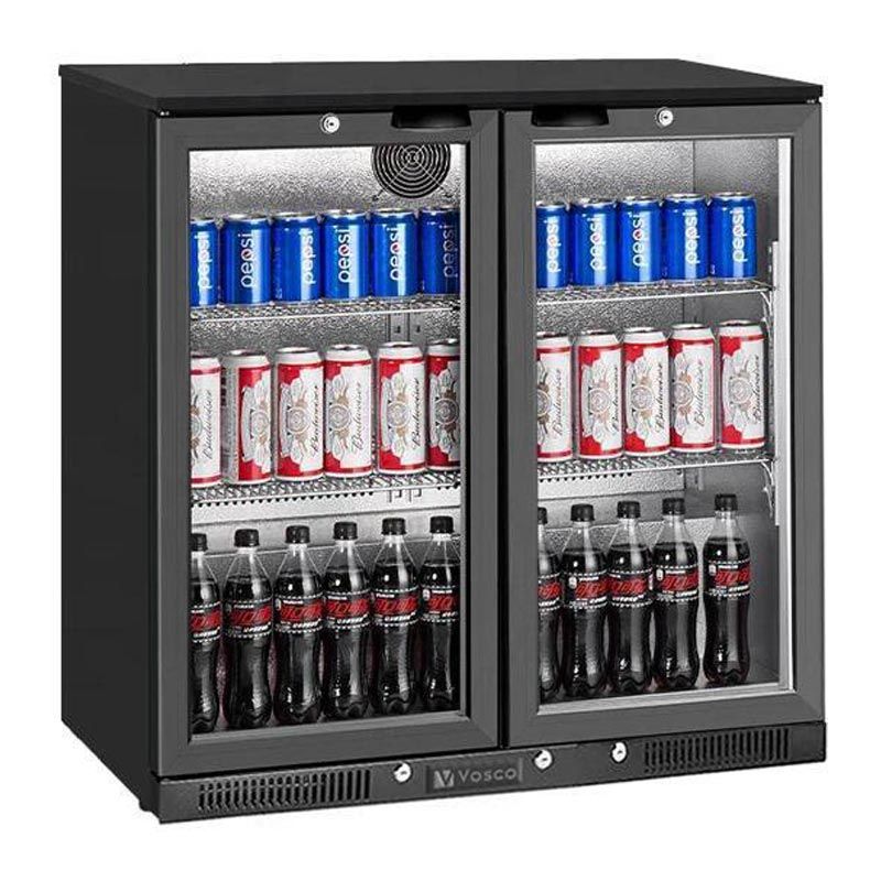 Vosco 2 Kapılı Bar Arkası Şişe Soğutucu Dolap, 238 L, Siyah, VBB-S250