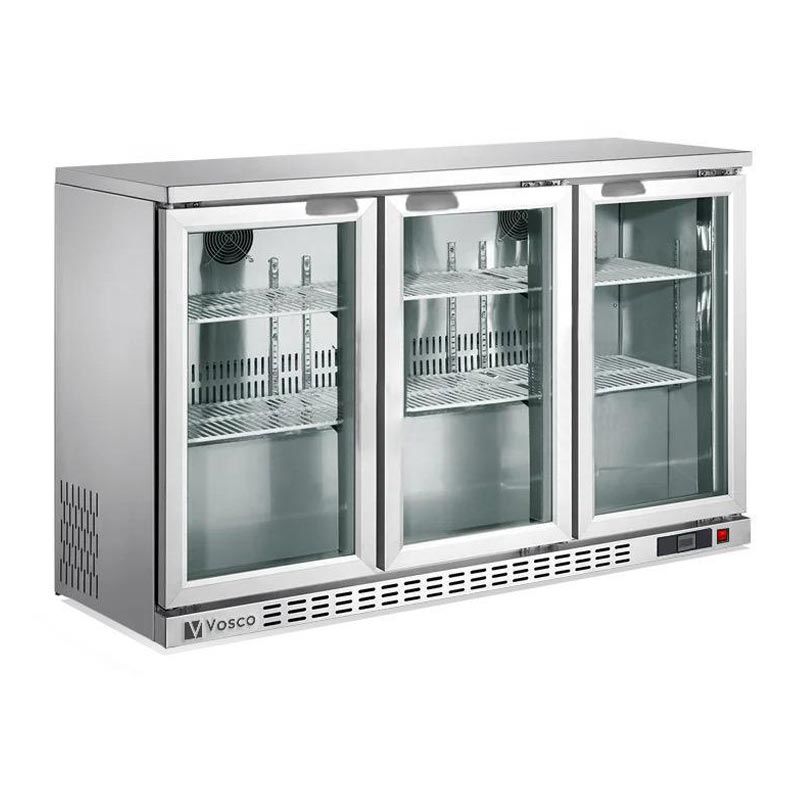 Vosco 3 Kapılı Bar Arkası Şişe Soğutucu Dolap, 338 L, Gri, VBB-G350